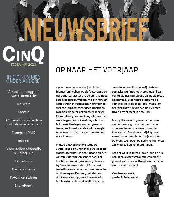 ONZE NIEUWSBRIEF CINQ